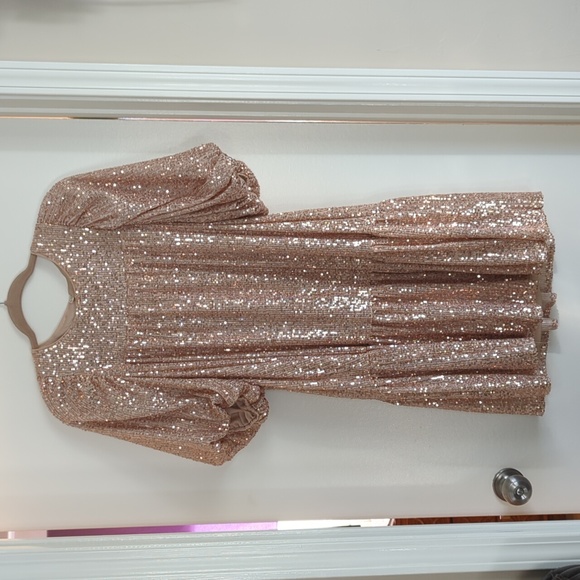 Sparkly Rose Gold Neesee's Dress, Size Large - Picture 2 of 5